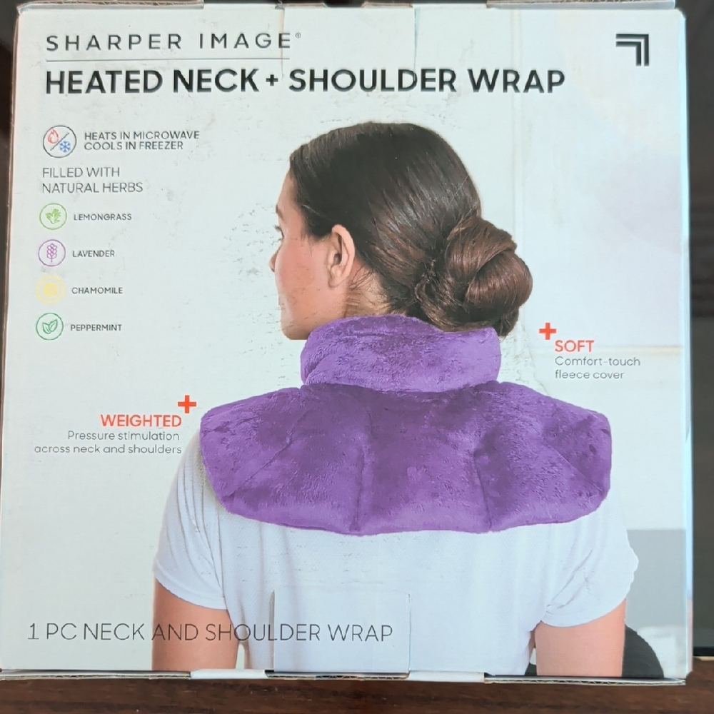 Sharper Image Plush Purple Neck and Shoulder Wrap